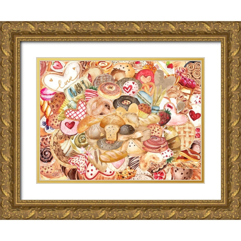 Patisserie Gold Ornate Wood Framed Art Print with Double Matting by The Font Diva