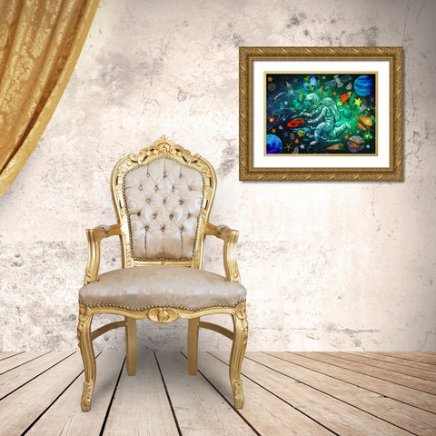 Star Search Gold Ornate Wood Framed Art Print with Double Matting by The Font Diva