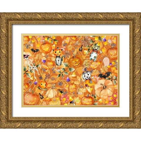 This is Halloween Gold Ornate Wood Framed Art Print with Double Matting by The Font Diva