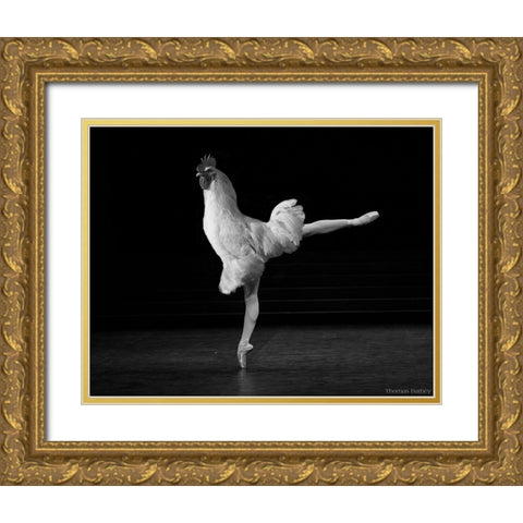 Beautiful Cock Gold Ornate Wood Framed Art Print with Double Matting by Barbey, Thomas