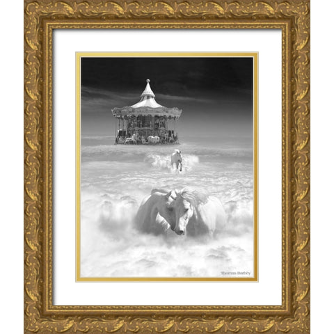 Horsing Around Vertical Gold Ornate Wood Framed Art Print with Double Matting by Barbey, Thomas