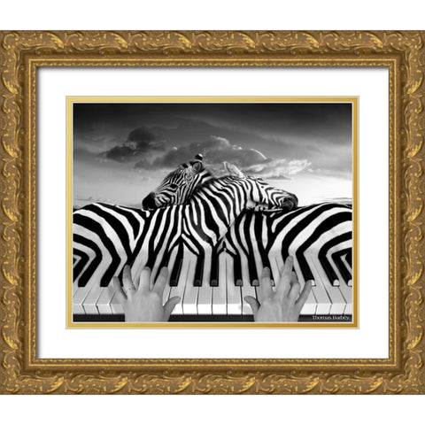 Piano Peace Gold Ornate Wood Framed Art Print with Double Matting by Barbey, Thomas