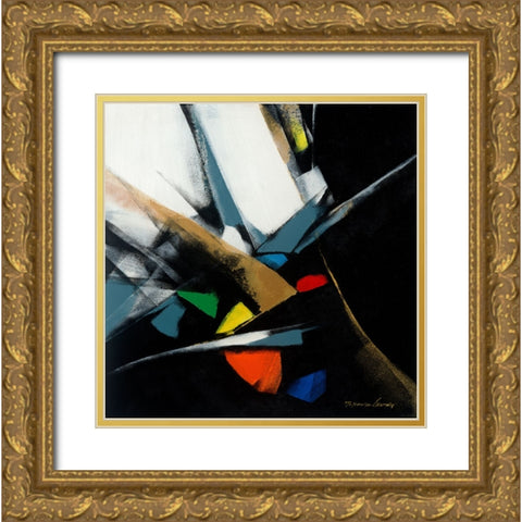 Color Block 2 Gold Ornate Wood Framed Art Print with Double Matting by Leung, Thomas