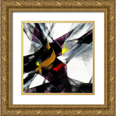 Color Block 3 Gold Ornate Wood Framed Art Print with Double Matting by Leung, Thomas