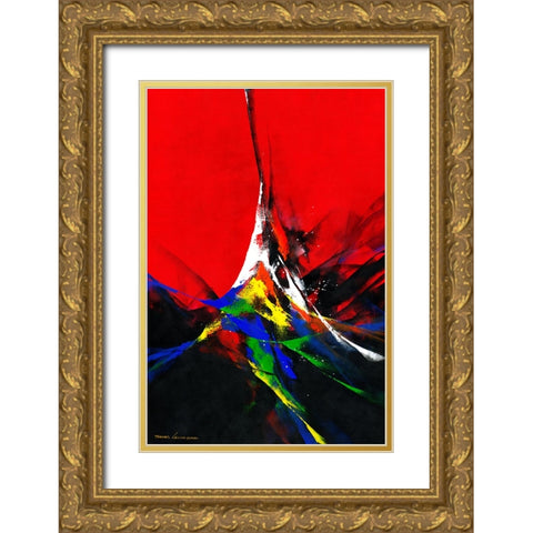 Joy Gold Ornate Wood Framed Art Print with Double Matting by Leung, Thomas