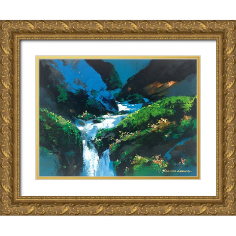 Creek Gold Ornate Wood Framed Art Print with Double Matting by Leung, Thomas