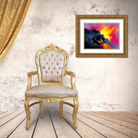 Lavas Descent Gold Ornate Wood Framed Art Print with Double Matting by Leung, Thomas