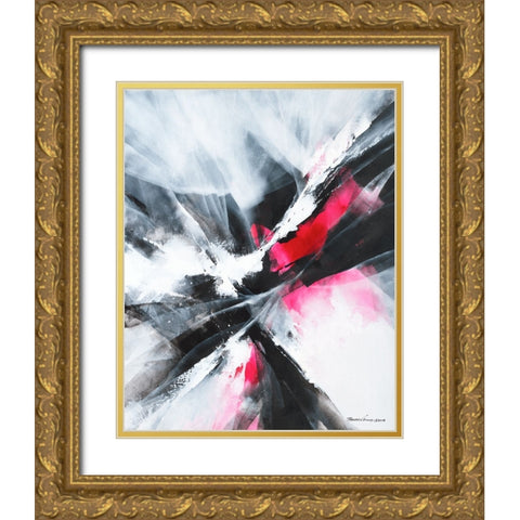 Red Motion Gold Ornate Wood Framed Art Print with Double Matting by Leung, Thomas