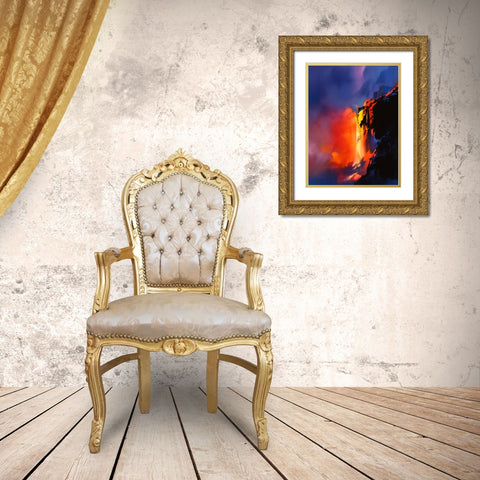 Fire Cliffs Gold Ornate Wood Framed Art Print with Double Matting by Leung, Thomas