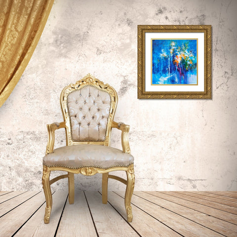 Winter Blues Gold Ornate Wood Framed Art Print with Double Matting by Leung, Thomas