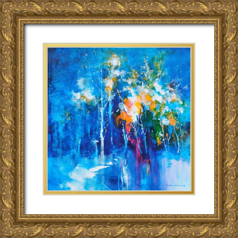Winter Blues Gold Ornate Wood Framed Art Print with Double Matting by Leung, Thomas
