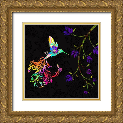 Psychedelic Twilight Gold Ornate Wood Framed Art Print with Double Matting by Lavoie, Tina