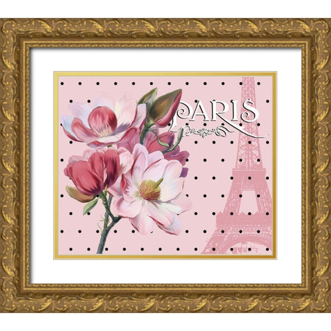 Paris Magnolias I Gold Ornate Wood Framed Art Print with Double Matting by Lavoie, Tina