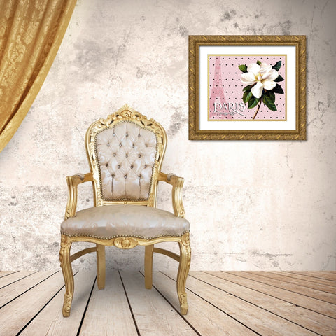 Paris Magnolias II Gold Ornate Wood Framed Art Print with Double Matting by Lavoie, Tina