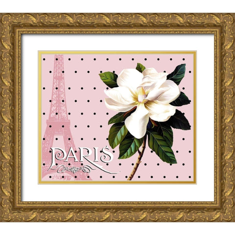 Paris Magnolias II Gold Ornate Wood Framed Art Print with Double Matting by Lavoie, Tina