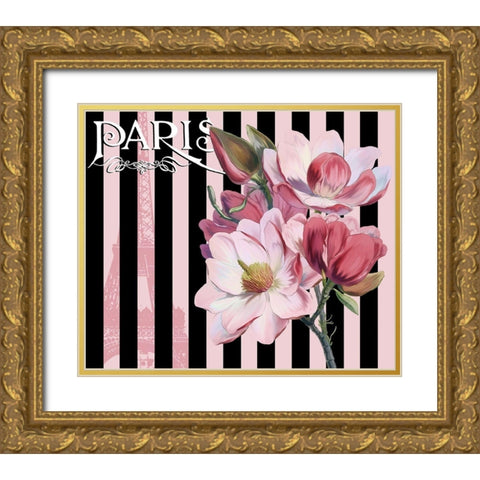 Paris Magnolias III Gold Ornate Wood Framed Art Print with Double Matting by Lavoie, Tina
