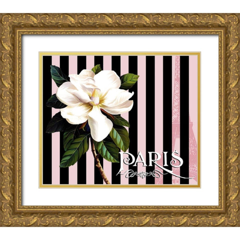 Paris Magnolias IV Gold Ornate Wood Framed Art Print with Double Matting by Lavoie, Tina