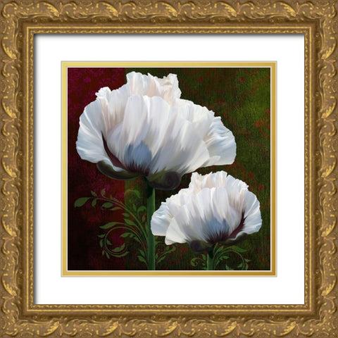Coquelicots En Vert Gold Ornate Wood Framed Art Print with Double Matting by Lavoie, Tina