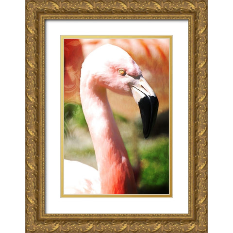Pink Flamingo I Gold Ornate Wood Framed Art Print with Double Matting by Lavoie, Tina