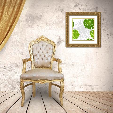 Rain Forest Pattern III Leaves Gold Ornate Wood Framed Art Print with Double Matting by Lavoie, Tina