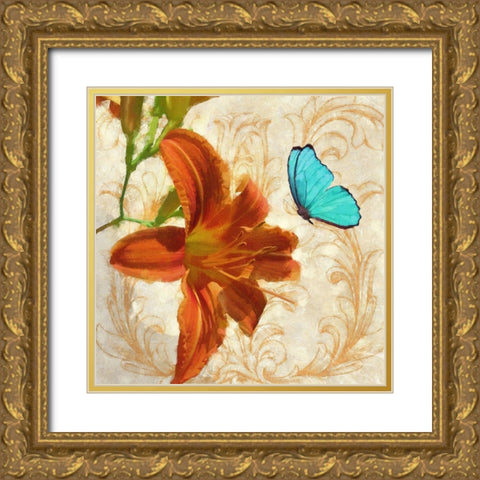 Satsuma Day Lily II Gold Ornate Wood Framed Art Print with Double Matting by Lavoie, Tina