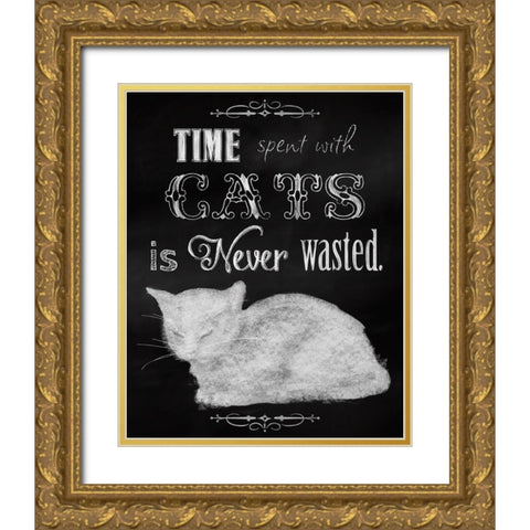 Time Spent With Cats Gold Ornate Wood Framed Art Print with Double Matting by Lavoie, Tina