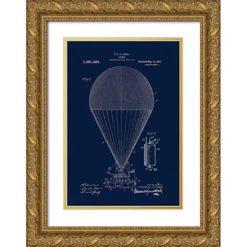 1913 Airship Gold Ornate Wood Framed Art Print with Double Matting by Lavoie, Tina
