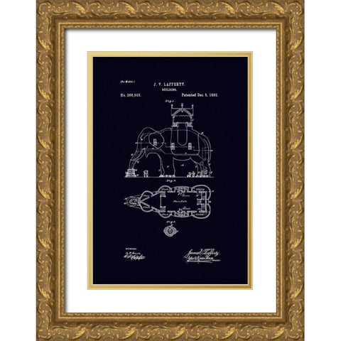 Elephant Building 1882 Gold Ornate Wood Framed Art Print with Double Matting by Lavoie, Tina