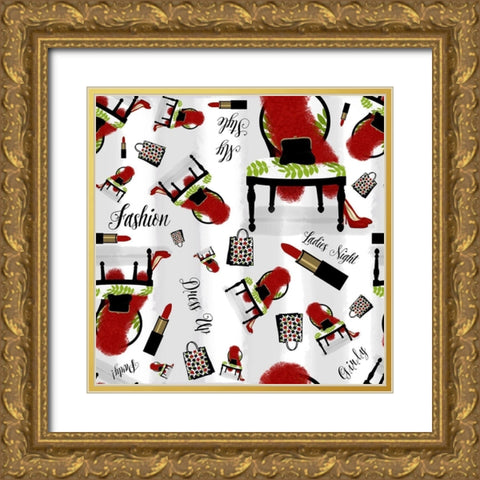 Evening Out Pattern Gold Ornate Wood Framed Art Print with Double Matting by Lavoie, Tina