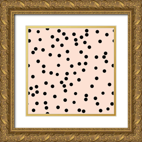 Angel Pink Black Round Confetti Gold Ornate Wood Framed Art Print with Double Matting by Lavoie, Tina