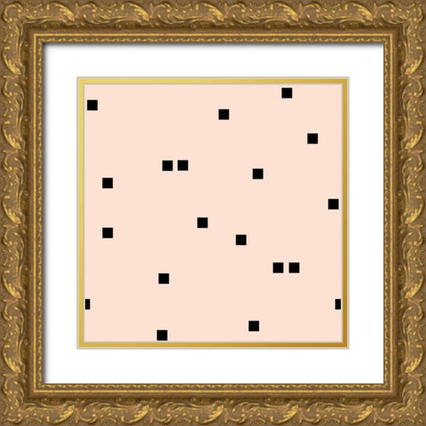 Angel Pink Black Squares Confetti Gold Ornate Wood Framed Art Print with Double Matting by Lavoie, Tina