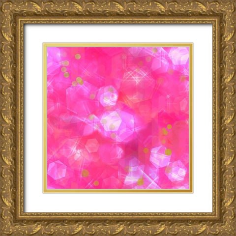 Glitter Love Pink Pattern Gold Ornate Wood Framed Art Print with Double Matting by Lavoie, Tina