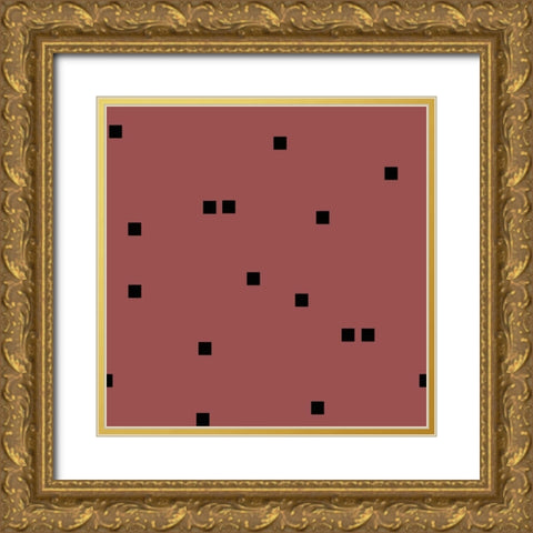 Marsala Black Squares Confetti Gold Ornate Wood Framed Art Print with Double Matting by Lavoie, Tina