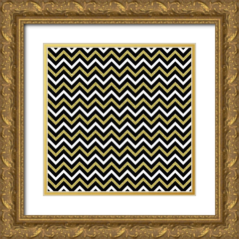 Small Bling Chevron Gold Ornate Wood Framed Art Print with Double Matting by Lavoie, Tina