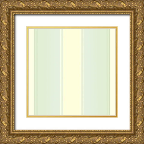 Mint Cream Stripes Gold Ornate Wood Framed Art Print with Double Matting by Lavoie, Tina
