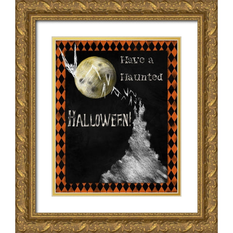 Haunted Halloween Gold Ornate Wood Framed Art Print with Double Matting by Lavoie, Tina