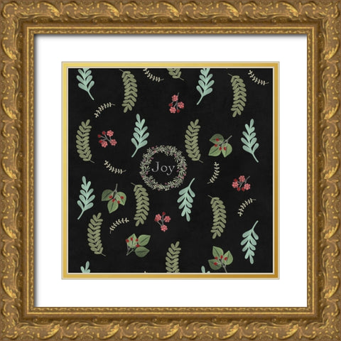 Holiday Botaical Pattern Gold Ornate Wood Framed Art Print with Double Matting by Lavoie, Tina