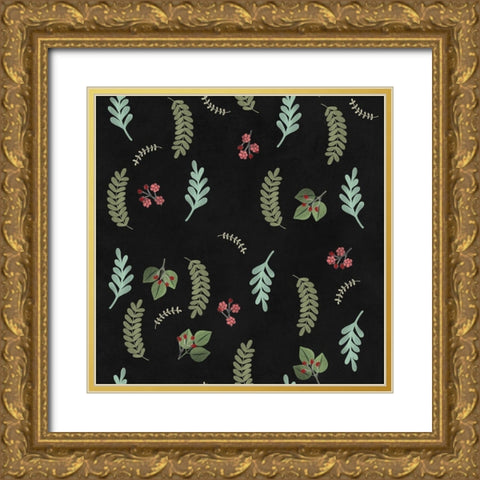 Winter Botaical Pattern Gold Ornate Wood Framed Art Print with Double Matting by Lavoie, Tina