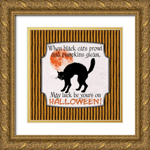 Black Cats Gold Ornate Wood Framed Art Print with Double Matting by Lavoie, Tina
