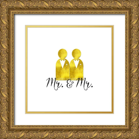 Wedding Couple Mr Mr Gold Ornate Wood Framed Art Print with Double Matting by Lavoie, Tina