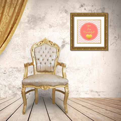 You Are Beautiful Gold Ornate Wood Framed Art Print with Double Matting by Lavoie, Tina