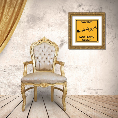 Low Flying Sleigh Gold Ornate Wood Framed Art Print with Double Matting by Lavoie, Tina