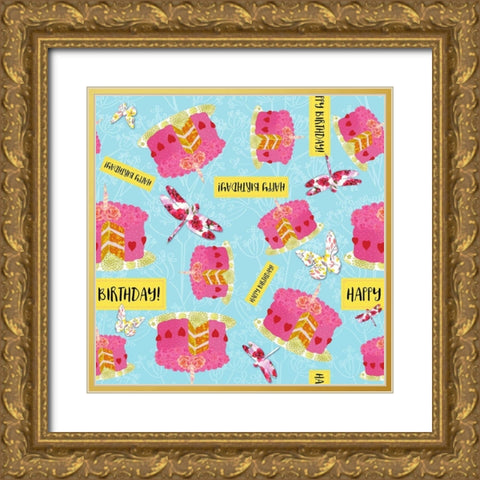 Birthday Garden Party Gold Ornate Wood Framed Art Print with Double Matting by Lavoie, Tina