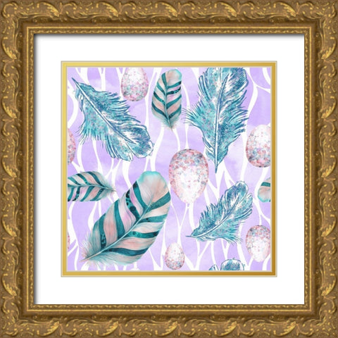 Feather And Egg Pattern II Gold Ornate Wood Framed Art Print with Double Matting by Lavoie, Tina