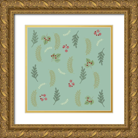Springn Summer Botanical Leaves Gold Ornate Wood Framed Art Print with Double Matting by Lavoie, Tina