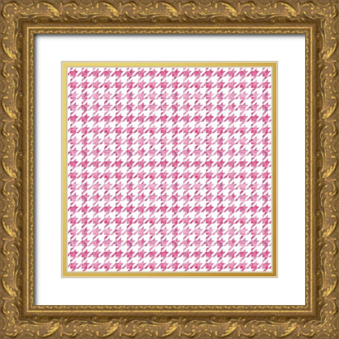 Pink Watercolor Houndstooth Gold Ornate Wood Framed Art Print with Double Matting by Lavoie, Tina