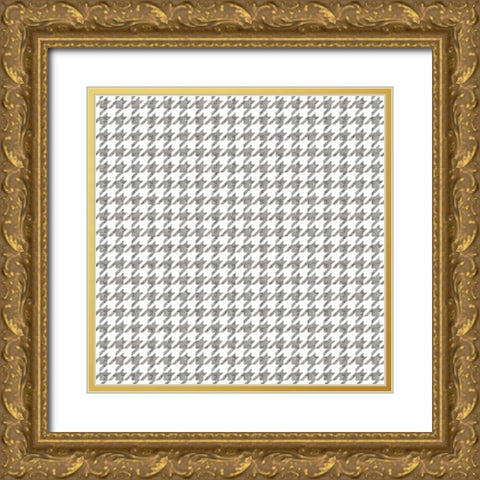 Silver Houndstooth On White Gold Ornate Wood Framed Art Print with Double Matting by Lavoie, Tina