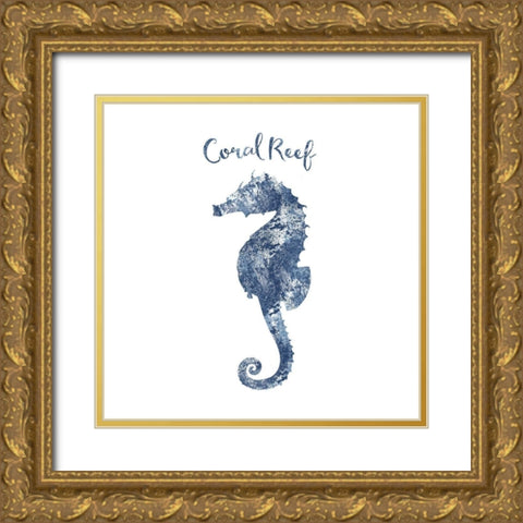 Seahorse Coral Reef Gold Ornate Wood Framed Art Print with Double Matting by Lavoie, Tina