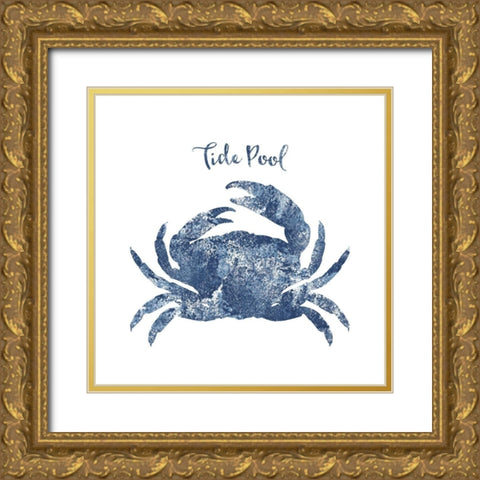 Tide Pool Crab Gold Ornate Wood Framed Art Print with Double Matting by Lavoie, Tina