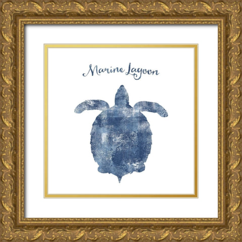 Turtle Marine Lagoon Gold Ornate Wood Framed Art Print with Double Matting by Lavoie, Tina